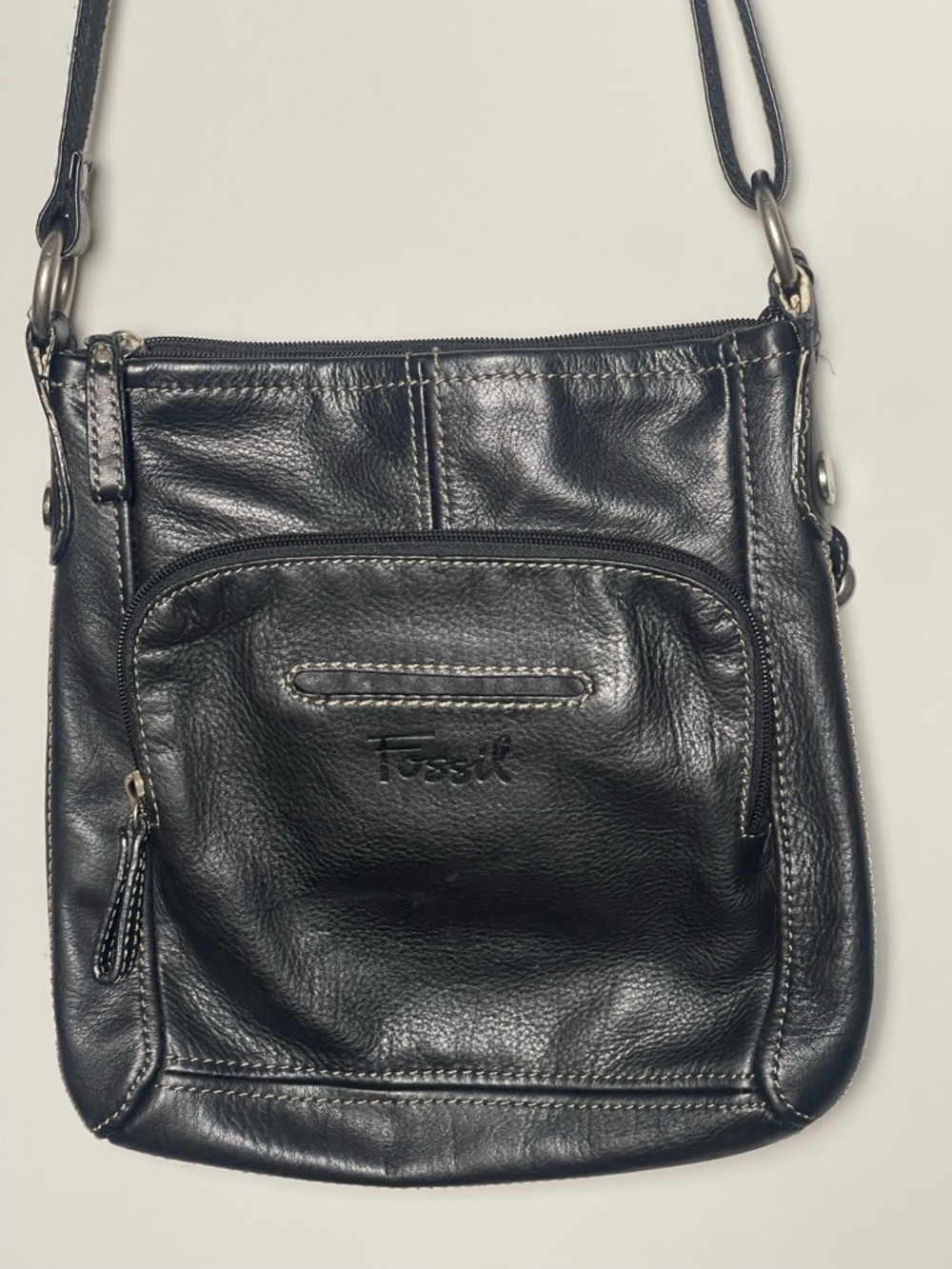 Fossil | Black Leather Hanover Crossbody Bag